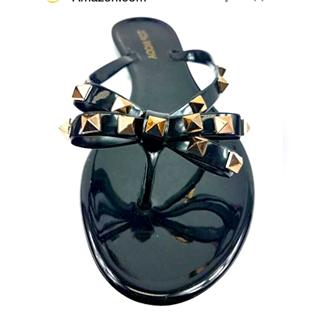 Black and Gold Studded Women's Sandals - Size 42 - NWOB
